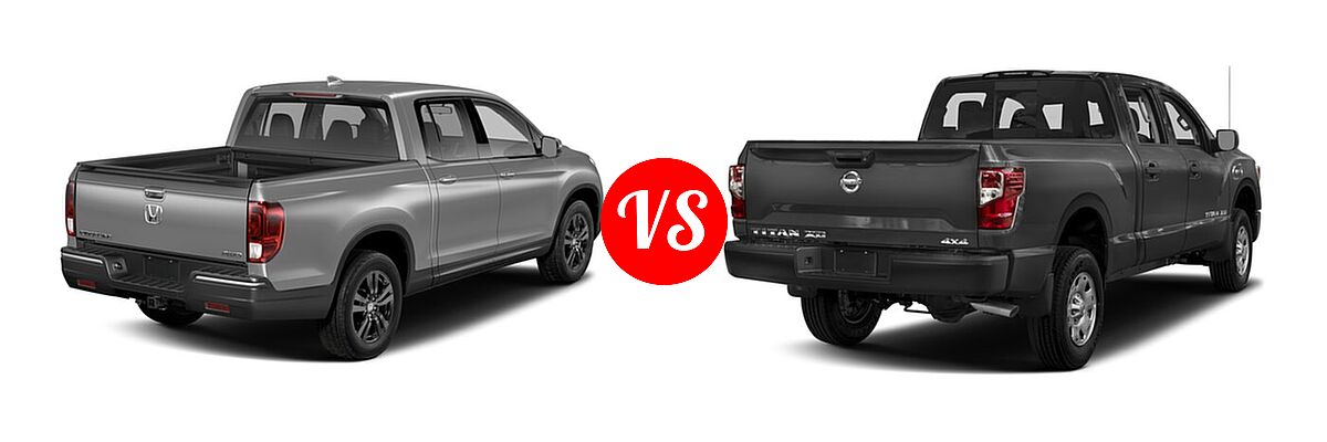 2018 Honda Ridgeline Pickup RT vs. 2018 Nissan Titan XD Pickup Diesel S - Rear Right Comparison