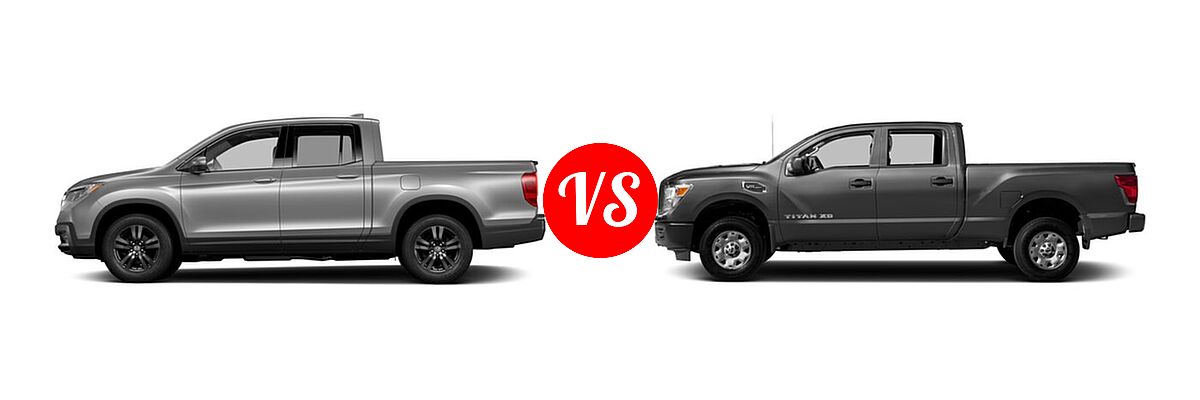 2018 Honda Ridgeline Pickup RT vs. 2018 Nissan Titan XD Pickup Diesel S - Side Comparison