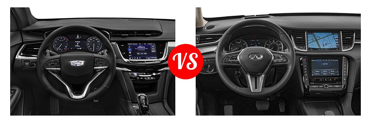 2021 Cadillac XT6 SUV Premium Luxury vs. 2019 Infiniti QX50 SUV ESSENTIAL / LUXE / PURE - Dashboard Comparison