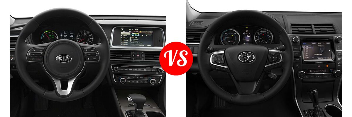 2017 Kia Optima Hybrid Sedan EX vs. 2017 Toyota Camry Hybrid Sedan Hybrid LE / Hybrid SE / Hybrid XLE - Dashboard Comparison