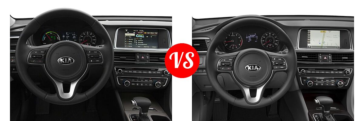 2017 Kia Optima Hybrid Sedan EX vs. 2017 Kia Optima Sedan EX / LX / LX 1.6T - Dashboard Comparison