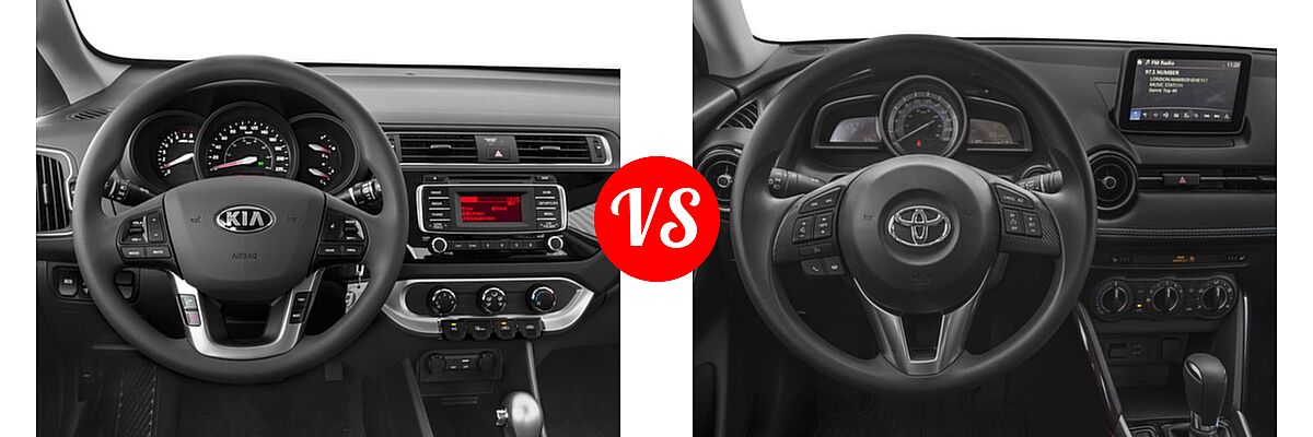 2017 Kia Rio Sedan EX / LX vs. 2017 Toyota Yaris iA Sedan Auto (GS) / Manual (Natl) - Dashboard Comparison