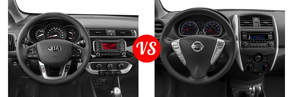 2017 Kia Rio Sedan EX / LX vs. 2017 Nissan Versa Sedan S / S Plus / SV - Dashboard Comparison