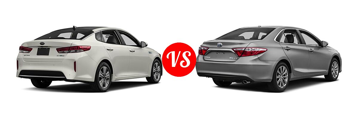 2017 Kia Optima Hybrid Sedan EX vs. 2017 Toyota Camry Hybrid Sedan Hybrid LE / Hybrid SE / Hybrid XLE - Rear Right Comparison