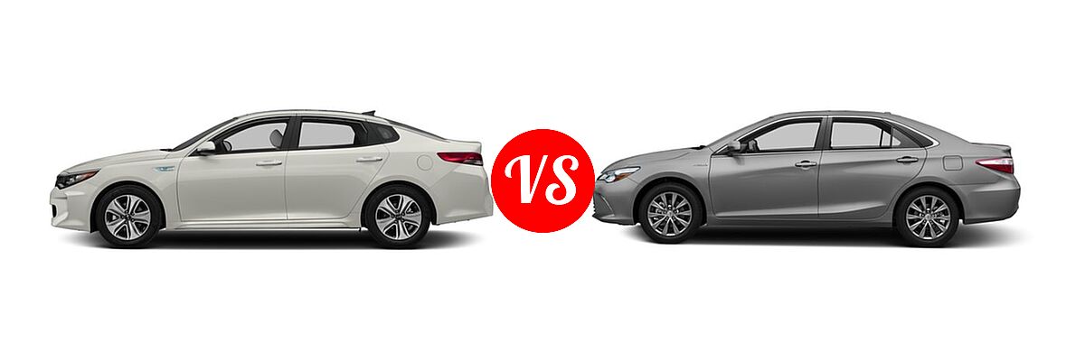 2017 Kia Optima Hybrid Sedan EX vs. 2017 Toyota Camry Hybrid Sedan Hybrid LE / Hybrid SE / Hybrid XLE - Side Comparison
