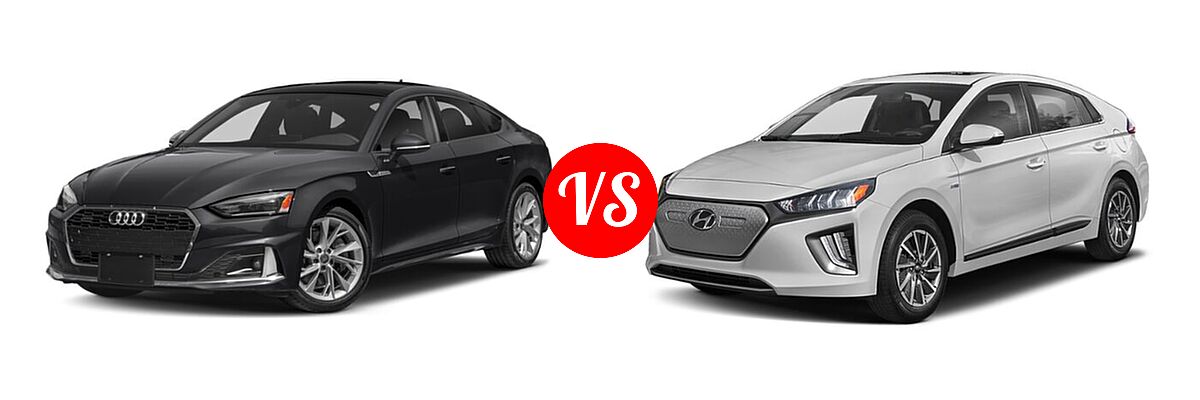 2021 Audi A5 Hatchback S line Premium vs. 2021 Hyundai Ioniq Electric Hatchback Electric SE - Front Left Comparison