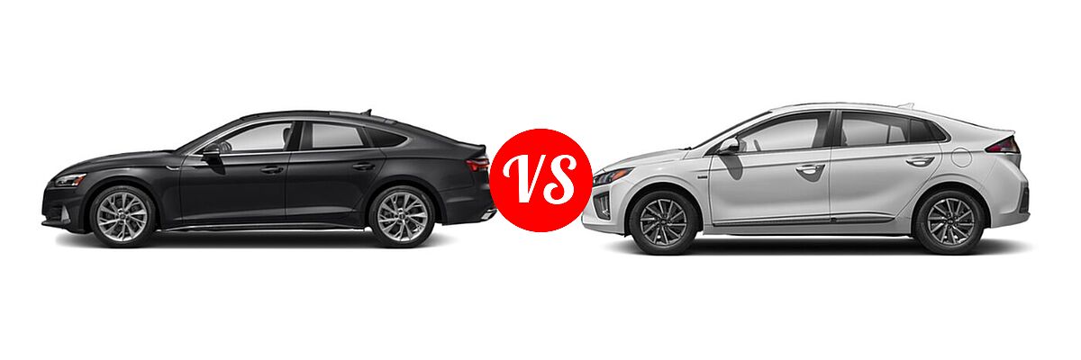 2021 Audi A5 Hatchback S line Premium vs. 2021 Hyundai Ioniq Electric Hatchback Electric SE - Side Comparison