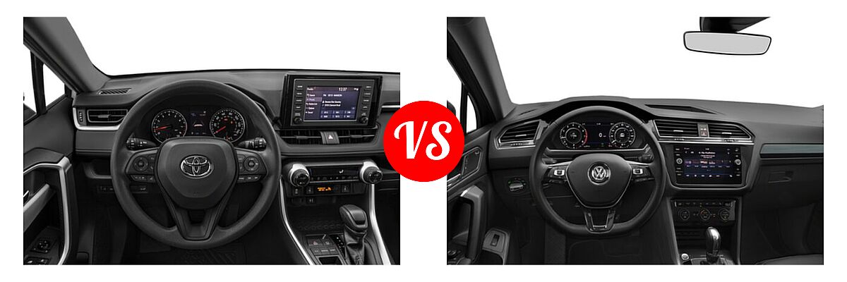 2021 Toyota RAV4 SUV XLE / XLE Premium vs. 2021 Volkswagen Tiguan SUV SEL - Dashboard Comparison
