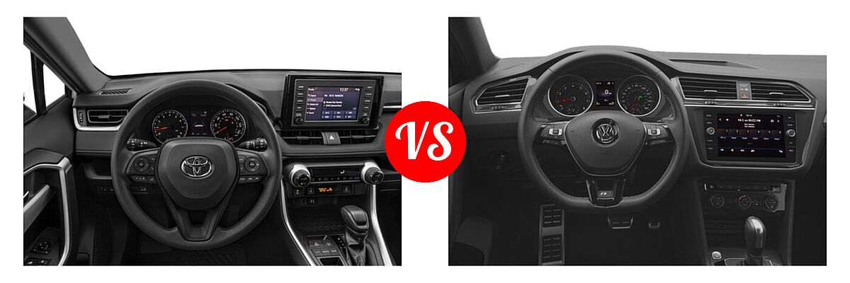 2021 Toyota RAV4 SUV XLE / XLE Premium vs. 2021 Volkswagen Tiguan SUV SE R-Line Black - Dashboard Comparison