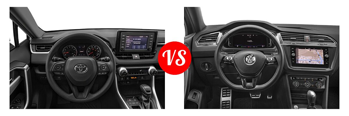 2021 Toyota RAV4 SUV XLE / XLE Premium vs. 2021 Volkswagen Tiguan SUV SEL Premium R-Line - Dashboard Comparison