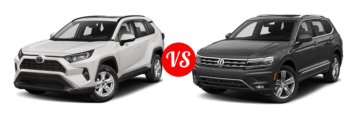 2021 Toyota RAV4 SUV XLE / XLE Premium vs. 2021 Volkswagen Tiguan SUV SEL - Front Left Comparison