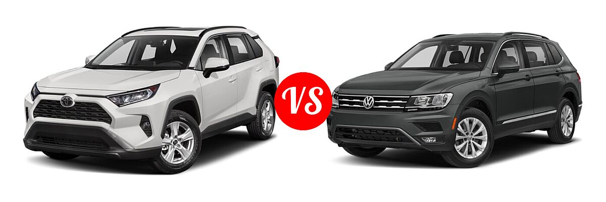 2021 Toyota RAV4 SUV XLE / XLE Premium vs. 2021 Volkswagen Tiguan SUV SE - Front Left Comparison