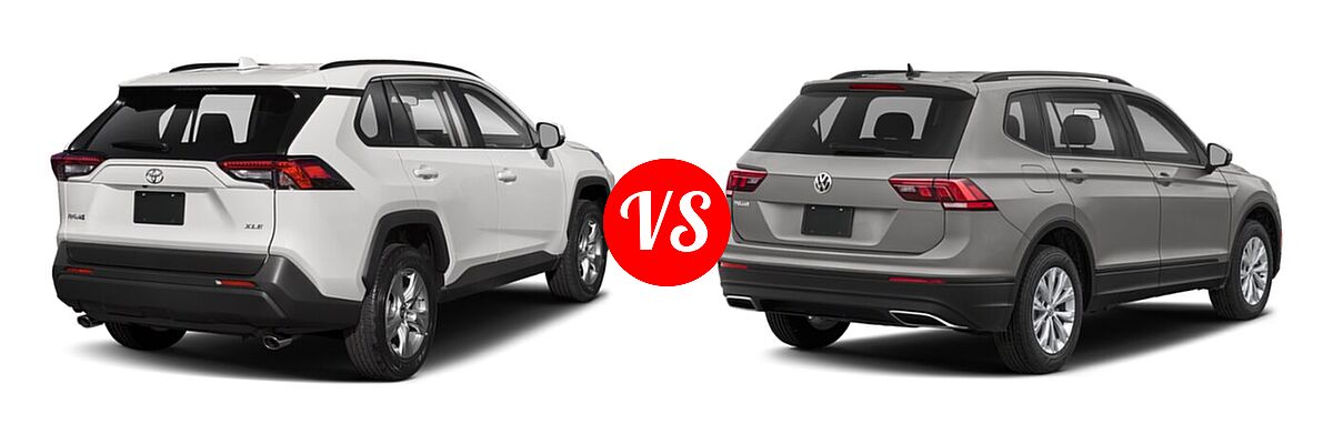 2021 Toyota RAV4 SUV XLE / XLE Premium vs. 2021 Volkswagen Tiguan SUV S - Rear Right Comparison