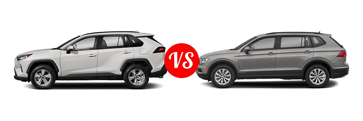 2021 Toyota RAV4 SUV XLE / XLE Premium vs. 2021 Volkswagen Tiguan SUV S - Side Comparison