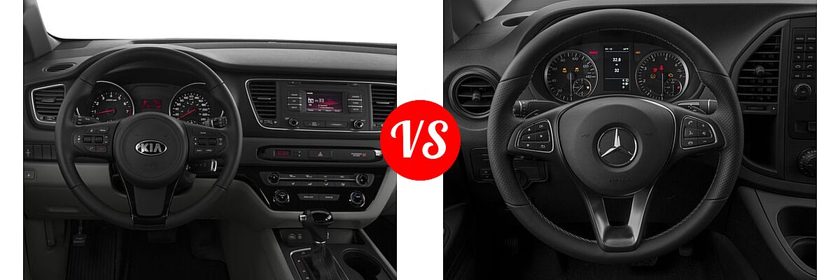 2017 Kia Sedona Minivan L / LX vs. 2017 Mercedes-Benz Metris Minivan Worker - Dashboard Comparison