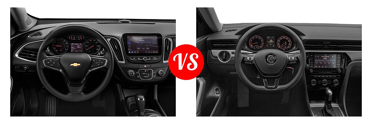 2021 Chevrolet Malibu Sedan L vs. 2021 Volkswagen Passat Sedan 2.0T S / 2.0T SE - Dashboard Comparison