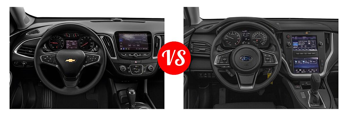 2021 Chevrolet Malibu Sedan L vs. 2021 Subaru Legacy Sedan CVT / Limited XT / Touring XT - Dashboard Comparison