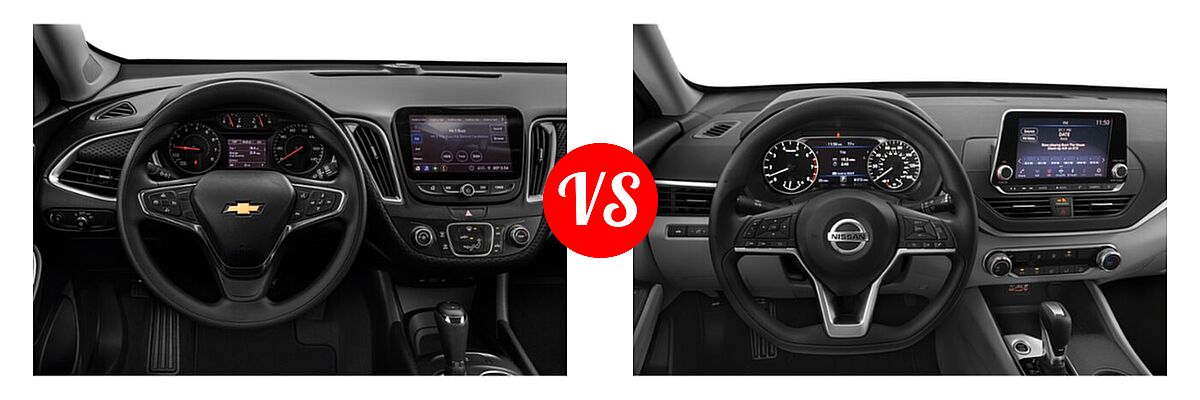 2021 Chevrolet Malibu Sedan L vs. 2021 Nissan Altima Sedan 2.5 S - Dashboard Comparison
