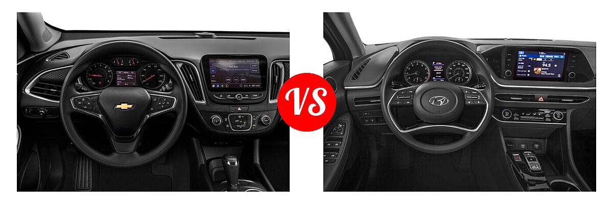 2021 Chevrolet Malibu Sedan L vs. 2021 Hyundai Sonata Sedan SEL / SEL Plus - Dashboard Comparison