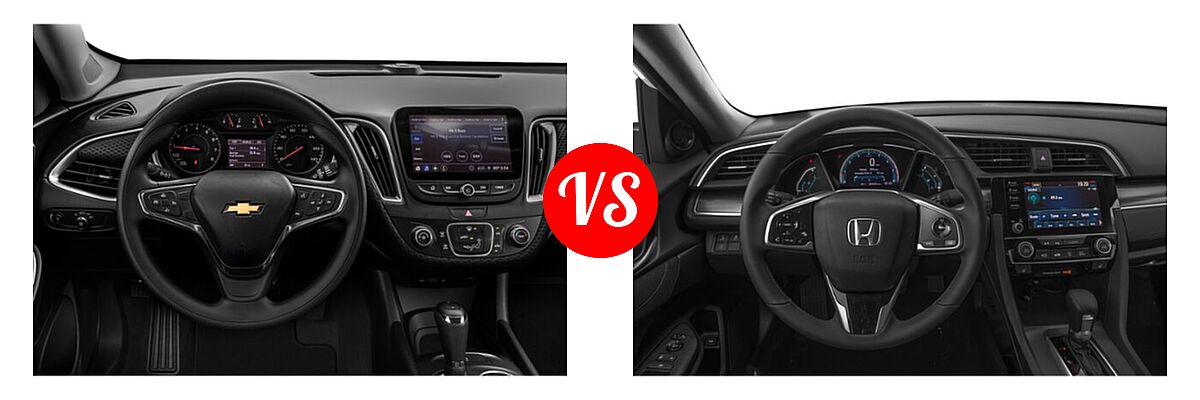 2021 Chevrolet Malibu Sedan L vs. 2021 Honda Civic Sedan EX - Dashboard Comparison