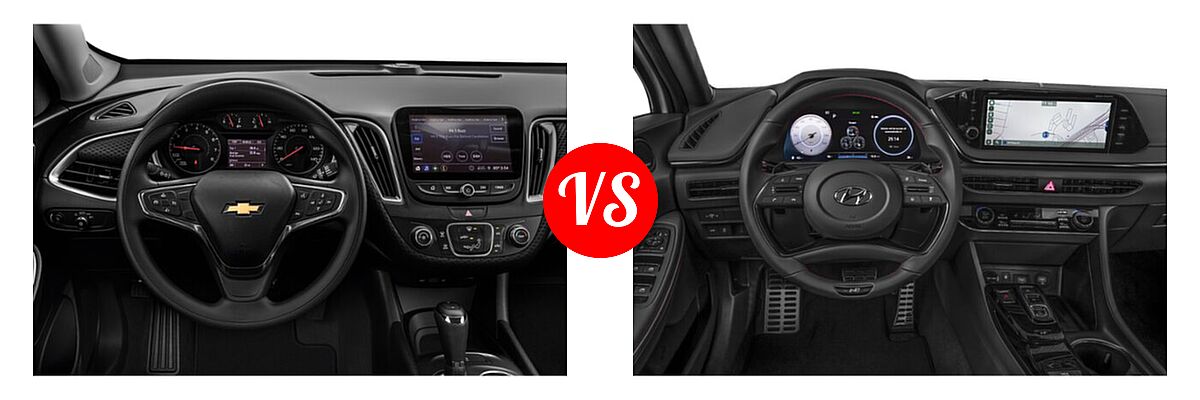 2021 Chevrolet Malibu Sedan L vs. 2021 Hyundai Sonata Sedan N Line - Dashboard Comparison