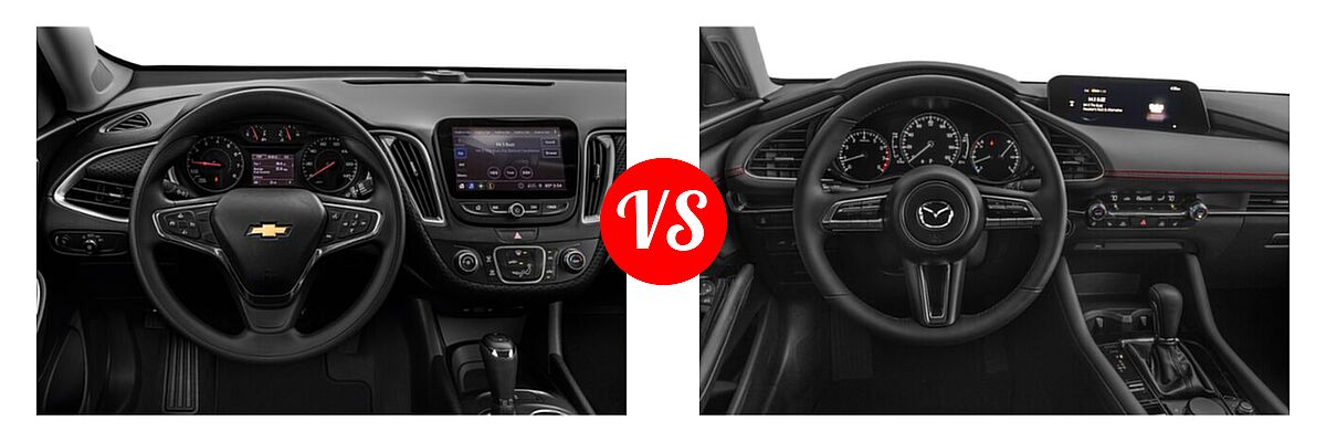 2021 Chevrolet Malibu Sedan L vs. 2021 Mazda 2 Sedan 2.5 Turbo - Dashboard Comparison