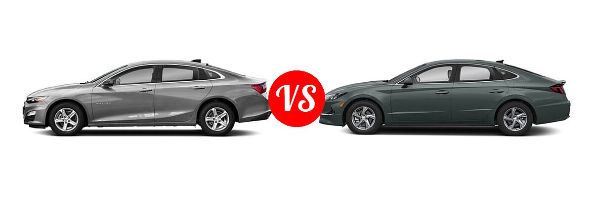2021 Chevrolet Malibu Sedan L vs. 2021 Hyundai Sonata Sedan SE - Side Comparison