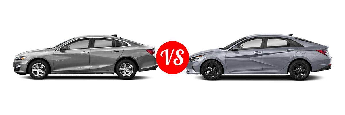 2021 Chevrolet Malibu Sedan L vs. 2021 Hyundai Elantra Sedan SEL - Side Comparison