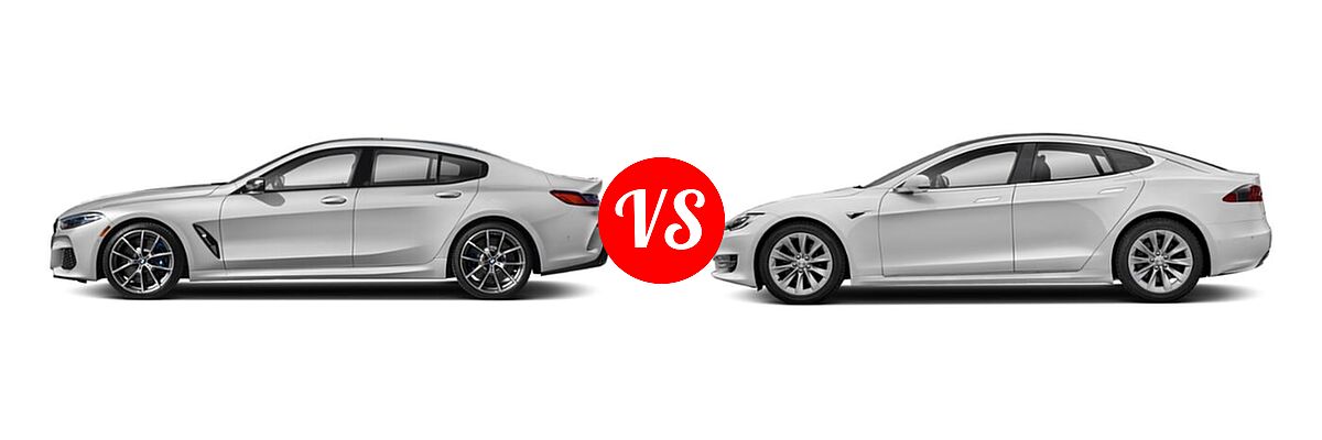 2021 BMW 8 Series M850i Sedan M850i vs. 2018 Tesla Model S Sedan 100D / 75D / P100D - Side Comparison