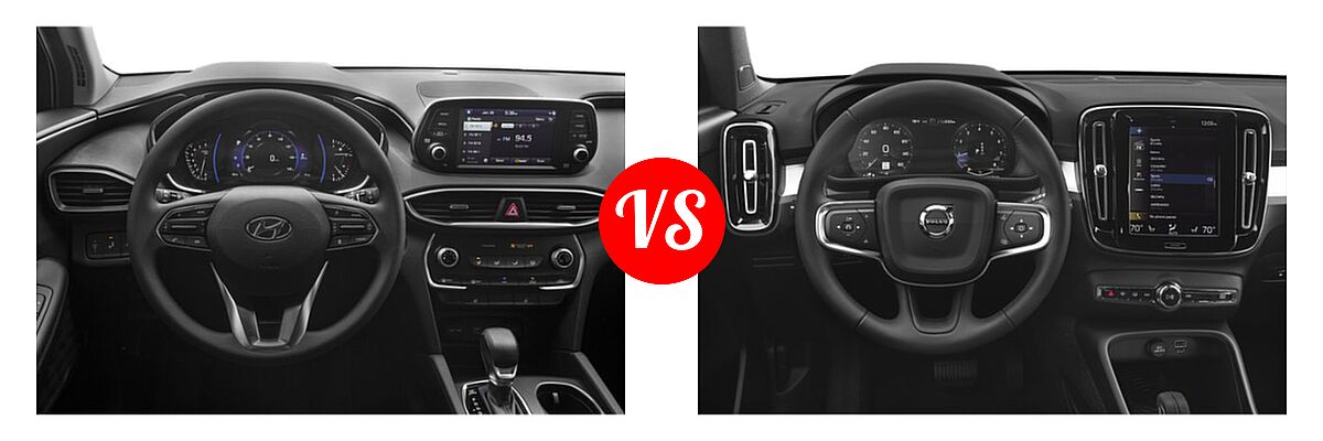 2019 Hyundai Santa Fe SUV Limited / Ultimate vs. 2019 Volvo XC40 SUV Momentum / R-Design - Dashboard Comparison
