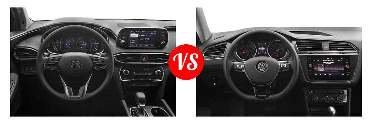 2019 Hyundai Santa Fe SUV Limited / Ultimate vs. 2019 Volkswagen Tiguan SUV S / SE / SEL / SEL Premium - Dashboard Comparison
