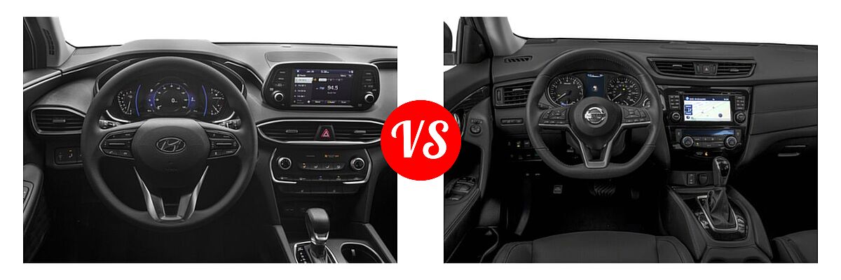 2019 Hyundai Santa Fe SUV Limited / Ultimate vs. 2019 Nissan Rogue SUV Hybrid SL Hybrid / SV Hybrid - Dashboard Comparison
