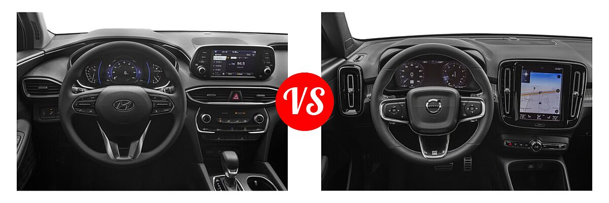2019 Hyundai Santa Fe SUV Limited / Ultimate vs. 2019 Volvo XC40 SUV R-Design - Dashboard Comparison