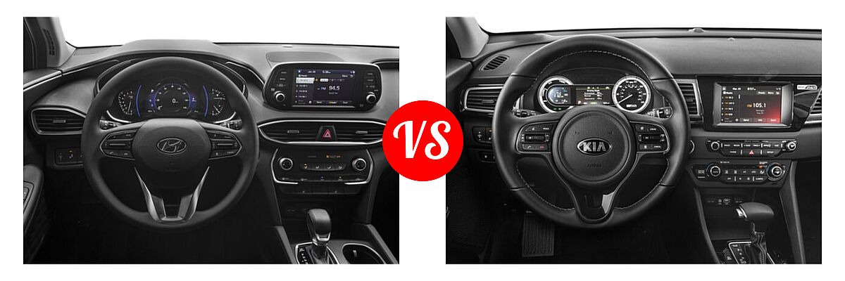 2019 Hyundai Santa Fe SUV Limited / Ultimate vs. 2019 Kia Niro Plug-In Hybrid SUV PHEV EX / LX - Dashboard Comparison