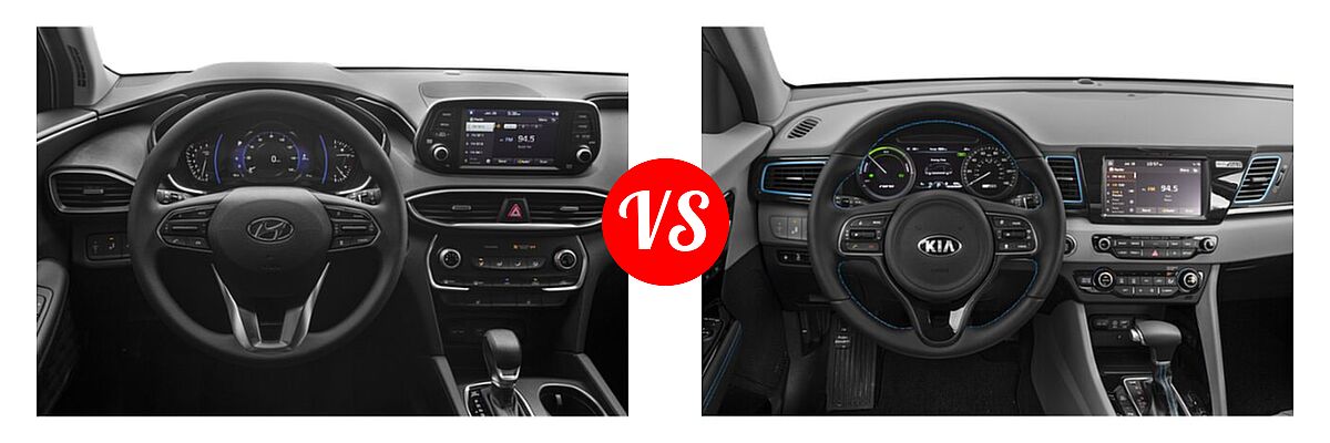 2019 Hyundai Santa Fe SUV Limited / Ultimate vs. 2019 Kia Niro Plug-In Hybrid SUV PHEV EX Premium - Dashboard Comparison