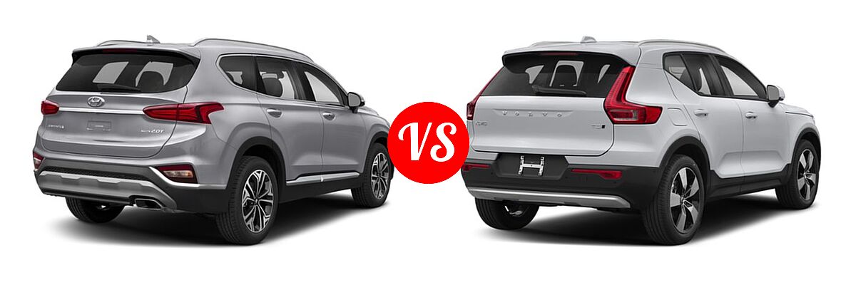 2019 Hyundai Santa Fe SUV Limited / Ultimate vs. 2019 Volvo XC40 SUV Momentum / R-Design - Rear Right Comparison