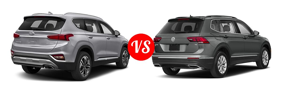 2019 Hyundai Santa Fe SUV Limited / Ultimate vs. 2019 Volkswagen Tiguan SUV S / SE / SEL / SEL Premium - Rear Right Comparison