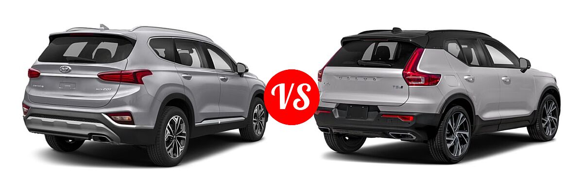 2019 Hyundai Santa Fe SUV Limited / Ultimate vs. 2019 Volvo XC40 SUV R-Design - Rear Right Comparison