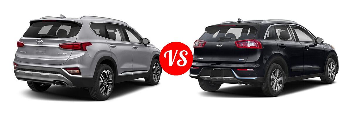 2019 Hyundai Santa Fe SUV Limited / Ultimate vs. 2019 Kia Niro Plug-In Hybrid SUV PHEV EX / LX - Rear Right Comparison