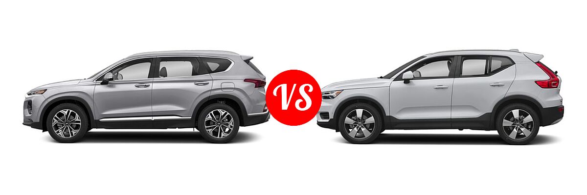 2019 Hyundai Santa Fe SUV Limited / Ultimate vs. 2019 Volvo XC40 SUV Momentum / R-Design - Side Comparison