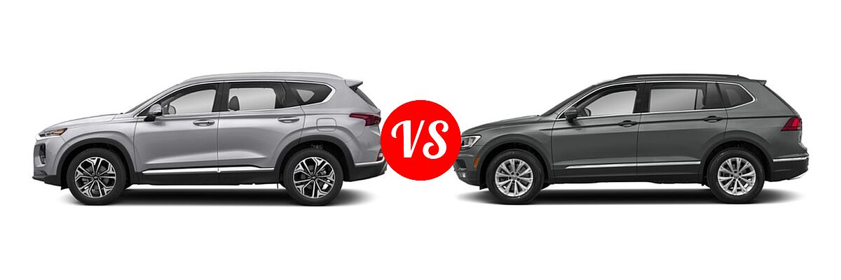 2019 Hyundai Santa Fe SUV Limited / Ultimate vs. 2019 Volkswagen Tiguan SUV S / SE / SEL / SEL Premium - Side Comparison