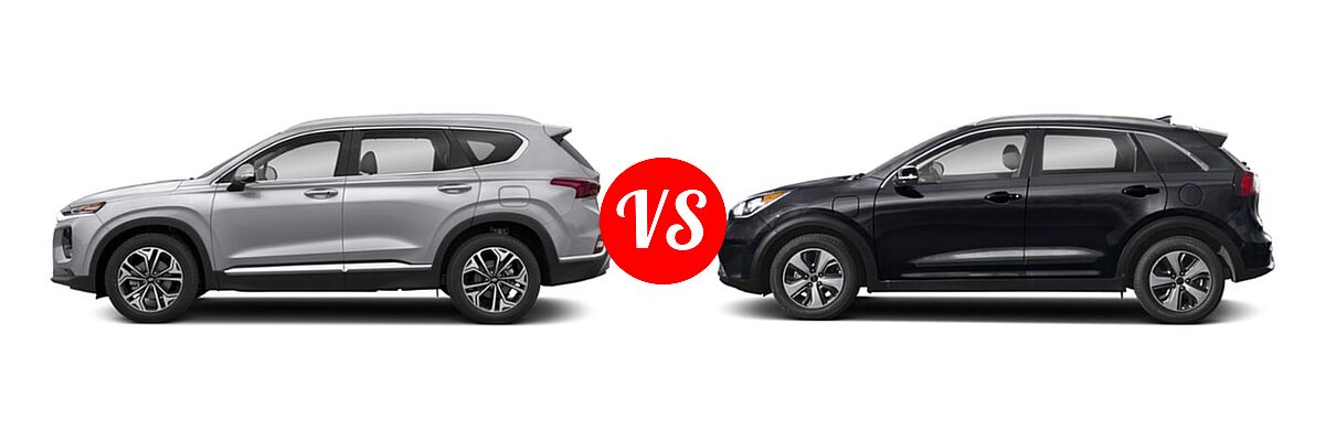 2019 Hyundai Santa Fe SUV Limited / Ultimate vs. 2019 Kia Niro Plug-In Hybrid SUV PHEV EX / LX - Side Comparison