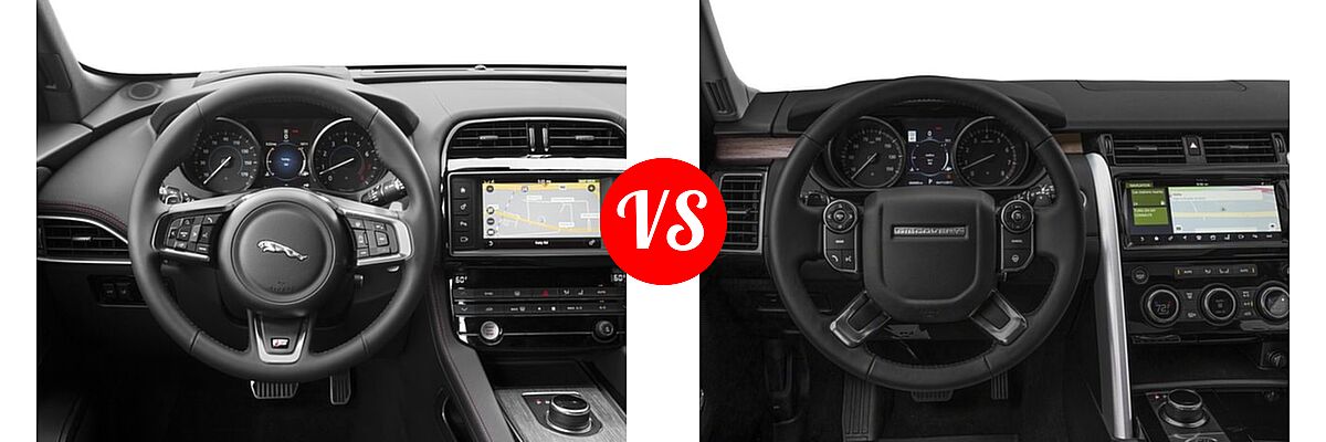 2017 Jaguar F-PACE SUV First Edition / S vs. 2017 Land Rover Discovery SUV Diesel HSE / HSE Luxury - Dashboard Comparison