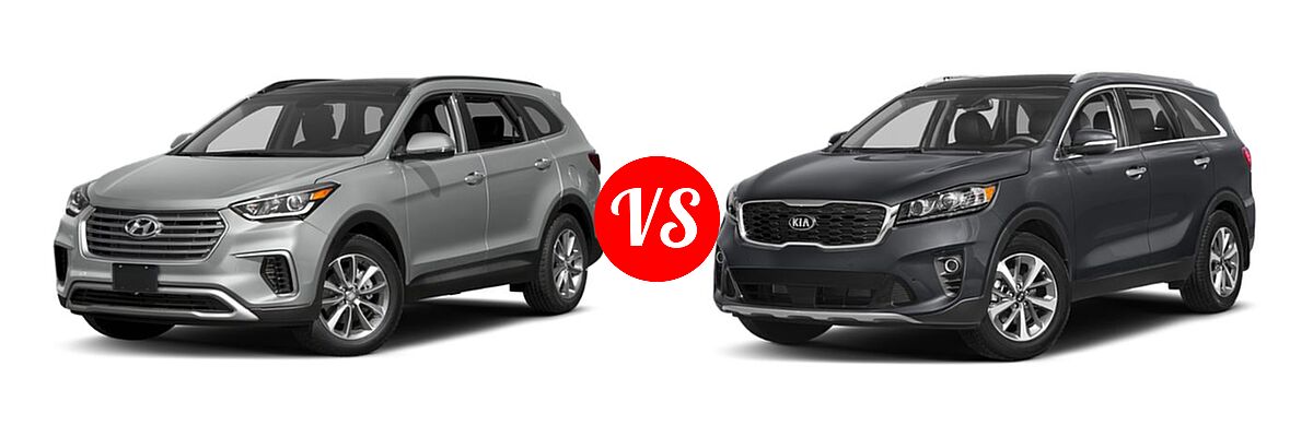 2019 Hyundai Santa Fe XL SUV SE vs. 2019 Kia Sorento SUV L / LX - Front Left Comparison