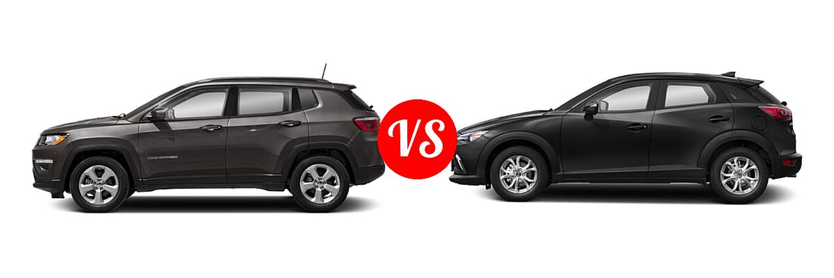 2019 Jeep Compass SUV Altitude / High Altitude / Latitude / Limited / Sport / Upland Edition vs. 2019 Mazda CX-3 SUV Sport - Side Comparison