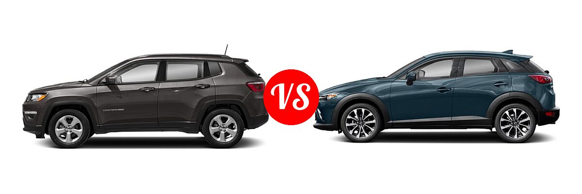 2019 Jeep Compass SUV Altitude / High Altitude / Latitude / Limited / Sport / Upland Edition vs. 2019 Mazda CX-3 SUV Touring - Side Comparison