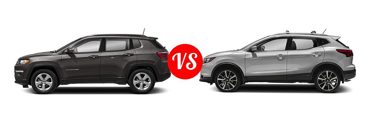 2019 Jeep Compass SUV Altitude / High Altitude / Latitude / Limited / Sport / Upland Edition vs. 2019 Nissan Rogue Sport SUV SL - Side Comparison