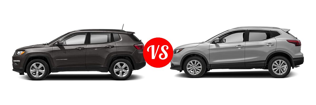 2019 Jeep Compass SUV Altitude / High Altitude / Latitude / Limited / Sport / Upland Edition vs. 2019 Nissan Rogue Sport SUV S / SV - Side Comparison