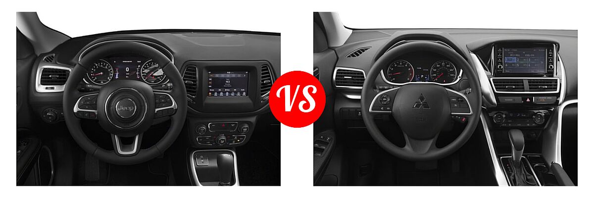 2019 Jeep Compass SUV Altitude / High Altitude / Latitude / Limited / Sport / Upland Edition vs. 2019 Mitsubishi Eclipse Cross SUV ES / LE / SE / SEL - Dashboard Comparison