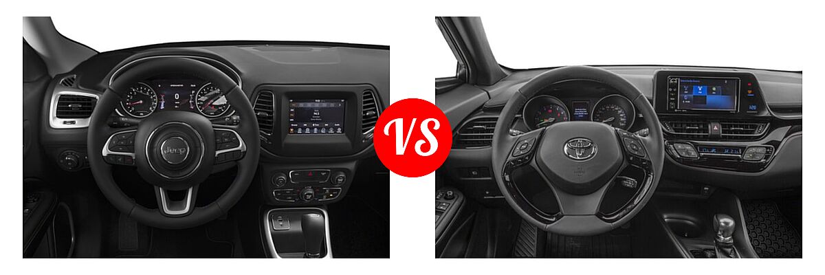 2019 Jeep Compass SUV Altitude / High Altitude / Latitude / Limited / Sport / Upland Edition vs. 2019 Toyota C-HR SUV LE / Limited / XLE - Dashboard Comparison
